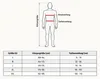 A diagram of a male figure with measurements indicated, accompanied by a size chart. Náhled obrázku produktu
