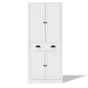 A white storage cabinet with two upper doors, two drawers, and two lower doors, shown against a white background. Podgląd zdjęcia produktu