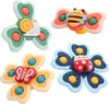 Four baby fidget spinner toys with suction cups, each featuring a different insect or snail design, are arranged on a white background. Produktbild-Vorschau