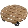 Support rond en bois, chariot à roulettes, brun Voir les images du produit 1