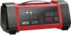 A red and black battery charger is shown from a front-facing angle against a white background. Produktbild-Vorschau
