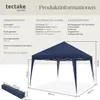A diagram showing a navy blue gazebo with dimensions and technical specifications. Náhled obrázku produktu
