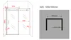 Diagrams showing the dimensions of a shower door. Produktbild-Vorschau