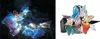 A collage of two images showing solar-powered butterfly lights. The left image shows the lights in a dark, outdoor setting, while the right image shows the lights on a white background. Produktbild-Vorschau