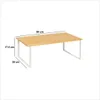 A product image of a beige bamboo storage shelf with dimensions indicated by measurement lines and text. Podgląd zdjęcia produktu