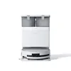 A white robot vacuum cleaner with a base station is shown against a white background. Produktbild-Vorschau