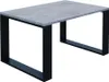 A rectangular coffee table with a gray stone-like top and black metal legs, shown against a white background. Produktbild-Vorschau