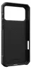The back of a black phone case with a hexagonal pattern. Produktbild-Vorschau