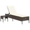 vidaXL Sonnenliege mit Tisch und Auflage Braun Poly Rattan Produktbild-Vorschau 1