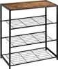A three-tiered shoe rack with a wooden top. Produktbild-Vorschau