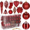 A collection of red Christmas ornaments in various shapes and sizes, displayed on a white background. Produktbild-Vorschau