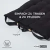 A close-up of a black cushion with text overlays and a logo. Náhled obrázku produktu