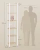 A diagram showing the dimensions of a bookshelf with silhouettes of two people for scale. Produktbild-Vorschau