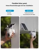 Two images showing different installation methods for a solar-powered security camera. Produktbild-Vorschau