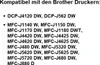A list of compatible Brother printer models. Produktbild-Vorschau