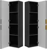 Two open dark gray cabinets with white interiors and gold handles, each with three shelves. Náhled obrázku produktu