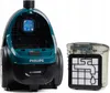 A teal and black Philips vacuum cleaner with its dustbin and filter detached, shown against a white background. Podgląd zdjęcia produktu