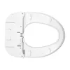 The underside of a white toilet seat with integrated bidet controls and hinges, shown from a top-down perspective against a white background. Podgląd zdjęcia produktu