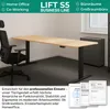 A modern office desk setup with an adjustable desk and chair, along with some documents. Náhľad obrázku produktu