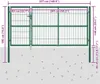 A diagram showing the dimensions of a green metal garden gate. Náhľad obrázku produktu