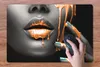 MuchoWow® Schreibtischunterlage Lippen - Orange - Schwarz Produktbild-Vorschau 3