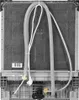 The back view of a dishwasher showing hoses and electrical connections. Produktbild-Vorschau