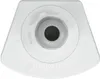 A top-down view of a white LEDVANCE product with a central opening and a textured ring around it. The product has directional arrows and lock symbols on its surface. Produktbild-Vorschau