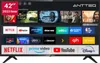 A television screen displaying various streaming service logos and movie posters. Produktbild-Vorschau
