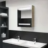 Armadietto Bagno con Specchio e LED Bianco e Rovere Anteprima dell’immagine prodotto 2