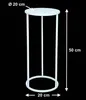 A white metal plant stand with dimensions indicated by text overlays. Produktbild-Vorschau