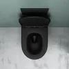 A top-down view of a black wall-mounted toilet. Produktbild-Vorschau