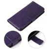 A purple flip cover phone case with floral embossing, shown from a slightly elevated angle. Two close-up insets highlight the clasp and the edge of the case. Produktbild-Vorschau