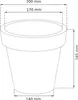 A line drawing of a flower pot with dimensions indicated. Produktbild-Vorschau