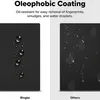 A split image comparing the oleophobic coating of a Ringke product to 'Others'. The left side shows water droplets beading up on the Ringke surface, while the right side shows smudged fingerprints and water droplets adhering to the 'Others' surface. Náhled obrázku produktu