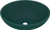 A dark green oval ceramic sink with a drain hole in the center, isolated on a white background. Náhled obrázku produktu