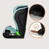 A child car seat with close-up insets showing installation features. Produktbild-Vorschau