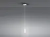 A white cylindrical pendant light hangs from a white ceiling mount against a plain gray background. Produktbild-Vorschau