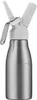 A stainless steel whipped cream dispenser with a white nozzle and handle. Produktbild-Vorschau