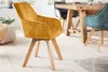 Drehbarer Design Stuhl LIVORNO senfgelb Samt Buchenholz Produktbild-Vorschau 3
