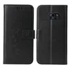 A black flip case for a Samsung Galaxy S7 edge phone, shown from the front and back. Produktbild-Vorschau