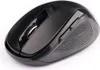 A black wireless computer mouse is shown from a slightly elevated side angle on a white background. Produktbild-Vorschau