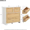 OKWISH Commode 4 Tiroirs - Meuble de Rangement Rotin et Voir les images du produit 4