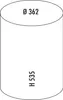 A line drawing of a white cylindrical object with dimensions indicated. Náhled obrázku produktu