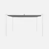 A white pergola frame with a gray fabric canopy, shown against a white background. Produktbild-Vorschau
