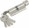 A silver cylinder lock with a knob and a set of keys on a white background. Produktbild-Vorschau