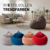 A living room scene with a sofa and a beanbag chair, and a separate row of beanbag chairs in different colors. Voir les images du produit