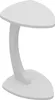 A white side table with a C-shaped stand and a triangular top. Podgląd zdjęcia produktu