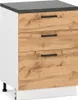 ULWEHOME Szafka kuchenna dolna stojąca 60 cm 3 szuflady Dąb Podgląd zdjęcia produktu 1