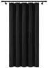 A black curtain hanging from a curtain rod. Produktbild-Vorschau