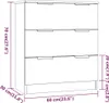 A line drawing of a chest of drawers with dimensions indicated by text and lines. Náhľad obrázku produktu